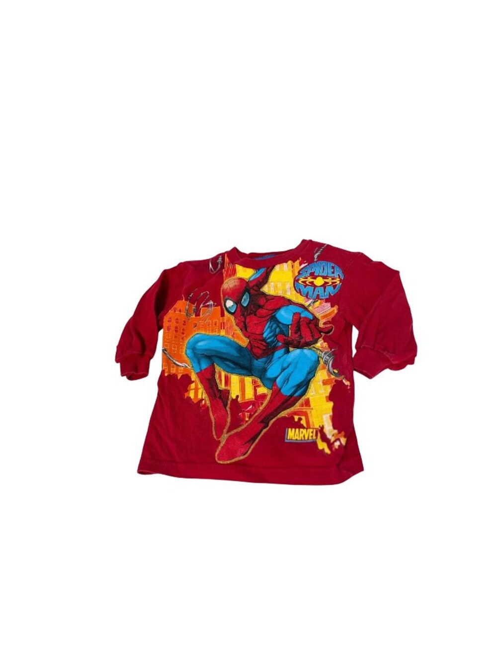 Vintage The Amazing Spiderman Boys Size 2T Red Long Sleeve Pullover Red Tshirt T